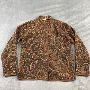 Flashback Blazer Jacket Womens S Paisley Tapestry Brown Boho Cottagecore Vintage